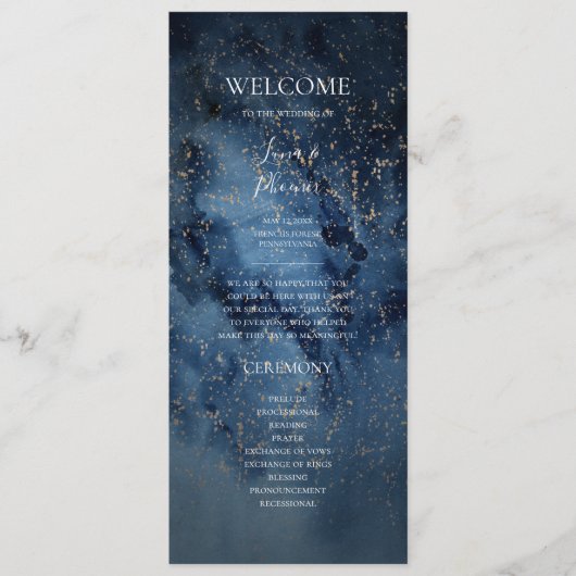 Celestial Night Sky | Gold-Hochzeitsprogramm Programm (Vorderseite)