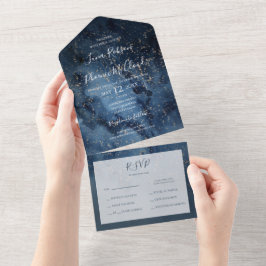 Celestial Night Sky | Gold Siegel und Senden All In One Einladung