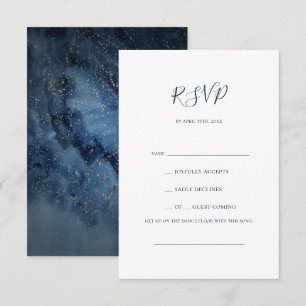 Celestial Night Sky   Gold Song Request RSVP Card Karte