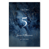 Celestial Night Sky | Gold-Tischnummer Tischnummer (Rückseite)