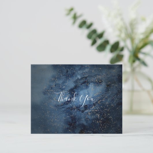 Celestial Night Sky | Gold Vielen Dank, Postcard Postkarte (Stehend Vorderseite)