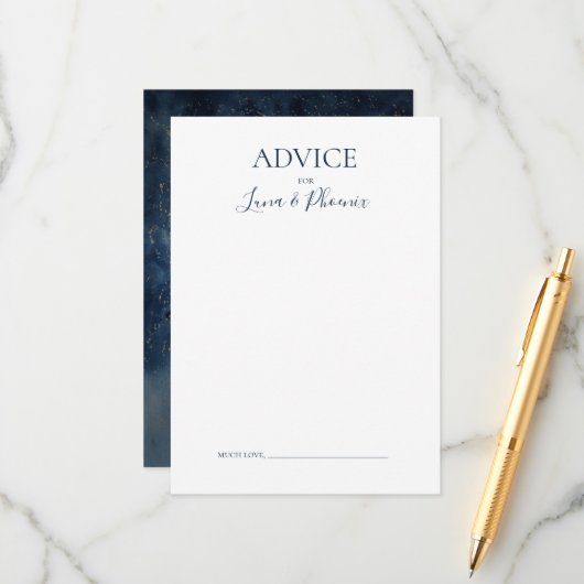 Celestial Night Sky | Gold Wedding Advice Card Hinweiskarte (Vorderseite/Rückseite Beispiel)
