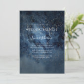 Celestial Night Sky | Gold Wedding Brunch Einladung (Stehend Vorderseite)