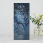 Celestial Night Sky | Gold Wedding Dinner Menü Menükarte (Stehend Vorderseite)