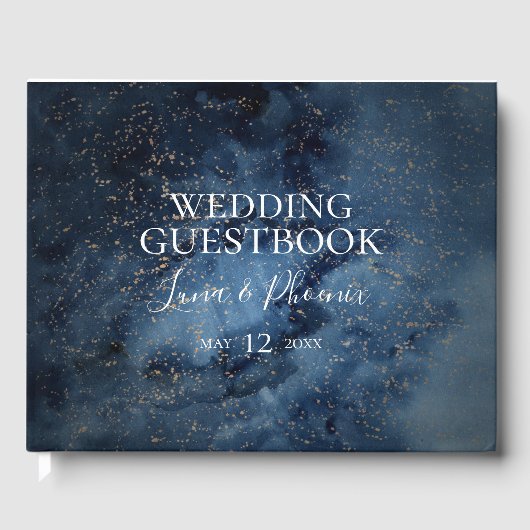 Celestial Night Sky | Gold Wedding Guest Book Gästebuch (Vorderseite)