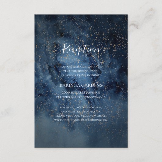 Celestial Night Sky | Gold Wedding Reception Card Begleitkarte (Vorderseite)