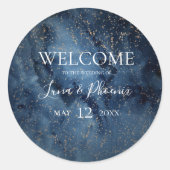 Celestial Night Sky | Gold Wedding Welcome Sticker (Vorderseite)