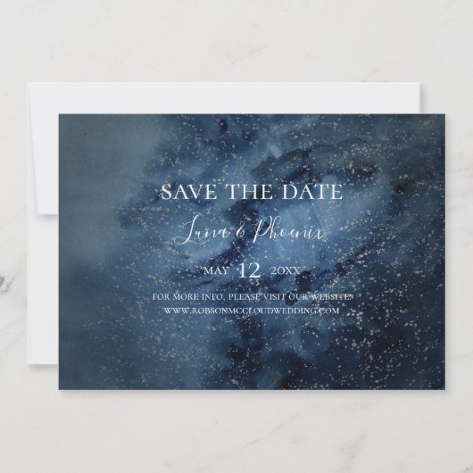 Celestial Night Sky | Horizontal silber Save The Date (Vorderseite)