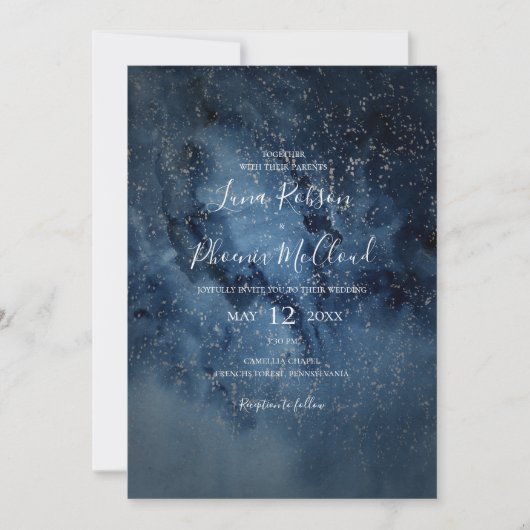 Celestial Night Sky | Lässige Hochzeit Einladung (Vorderseite)