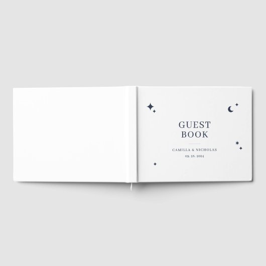 Celestial Night Sky Linen Wedding Guest Book Gästebuch (Voll)