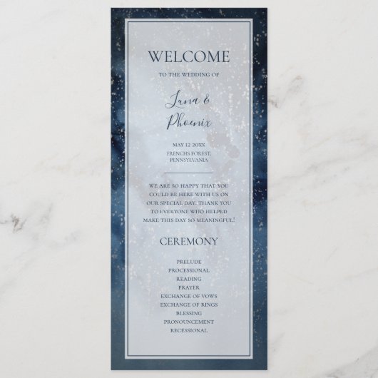 Celestial Night Sky mit Frame Wedding Programm (Vorderseite)