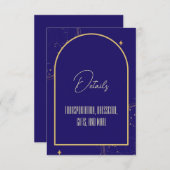 Celestial Night Sky Navy Blue and Gold Wedding Begleitkarte (Vorne/Hinten)