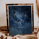 Celestial Night Sky | Silver Cards and Gifts Sign Poster<br><div class="desc">Dieser Himmel am Himmel | Silberkarten und Geschenkschild sind perfekt für Ihre verzauberte Hochzeit unter dem Sternenhimmel. Der dunkelmarineblau blaue Aquarellhimmel, mit Silberstern übersät, Set den Ton für Ihren Abend Boho Outdoor Hochzeit. Personalisieren Sie es, wie Sie es wünschen oder behalten, wie es ist. Schauen Sie sich die Erholung der...</div>