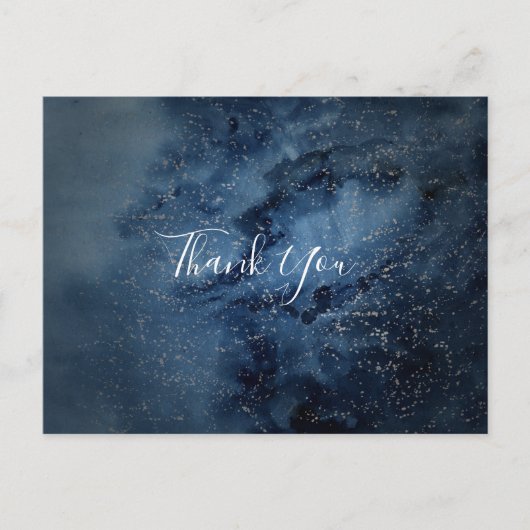 Celestial Night Sky | Silver Danke, Postcard Postkarte (Vorderseite)