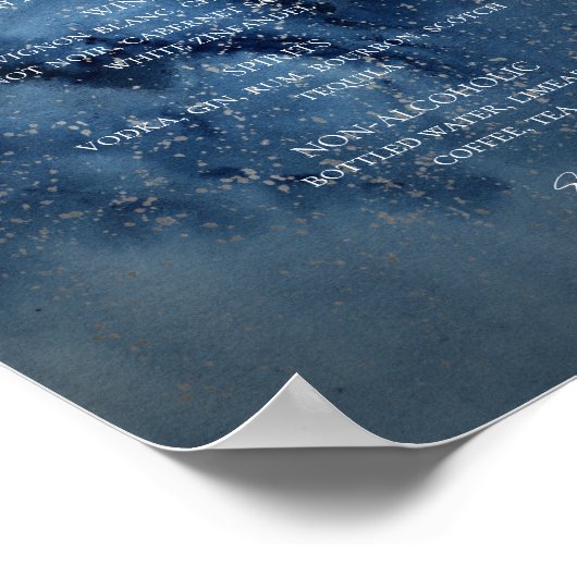 Celestial Night Sky | Silver Drinks Menu Sign Poster (Ecke)