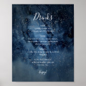Celestial Night Sky | Silver Drinks Menu Sign Poster (Vorne)