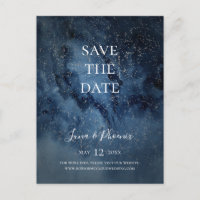 Celestial Night Sky Silver Save the Date Postcard