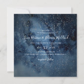 Celestial Night Sky | Silver Square Wedding Einladung (Vorderseite)