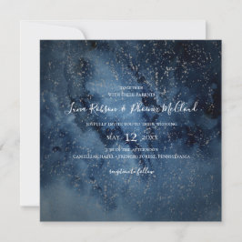 Celestial Night Sky | Silver Square Wedding Einladung