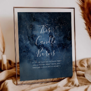 Celestial Night Sky Silver This Candle Burns Sign Poster