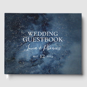 Celestial Night Sky Silver Wedding Guest Book Gästebuch