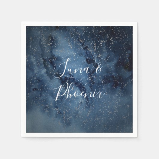 Celestial Night Sky | Silver Wedding Napkins Serviette (Vorderseite)