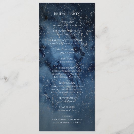 Celestial Night Sky | Silver Wedding Program Programm (Rückseite)