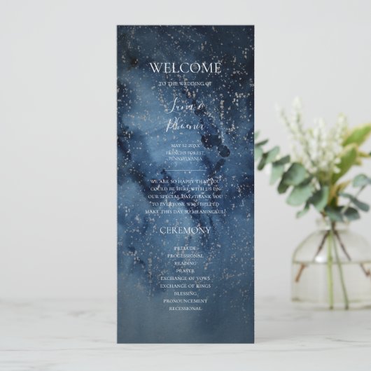 Celestial Night Sky | Silver Wedding Program Programm (Stehend Vorderseite)