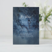 Celestial Night Sky Silver Wedding Reception Card Begleitkarte (Stehend Vorderseite)