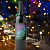 Celestial Night Sky Space Nebula Gold Star Hochzei Weinetikett