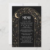 Celestial Night Sky Stars Arch Black Wedding Menu Einladung (Vorderseite)