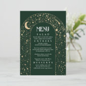 Celestial Night Sky Stars Arch Wedding Menu Einladung (Stehend Vorderseite)