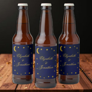 Celestial Night Sky Wedding Bierflaschenetikett