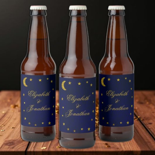 Celestial Night Sky Wedding Bierflaschenetikett