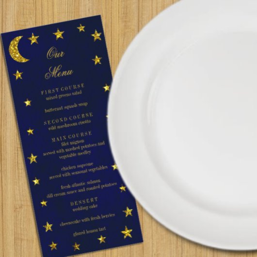Celestial Night Sky Wedding Menükarte
