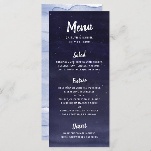Celestial Night Sky Wedding Menükarte (Vorne/Hinten)