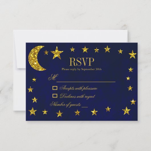 Celestial Night Sky Wedding RSVP Karte (Vorderseite)