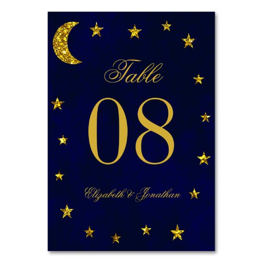 Celestial Night Sky Wedding Tischnummer (Rückseite)