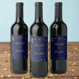 Celestial Night Sky Wedding Weinetikett