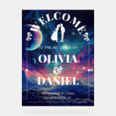 Celestial Night Sky Wedding Welcome Acrylic Sign Acrylschild (Vorderseite)