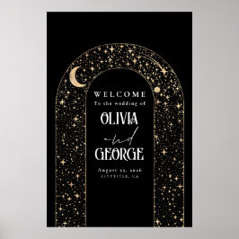 Celestial Night Stars Wedding Welcome Sign Poster