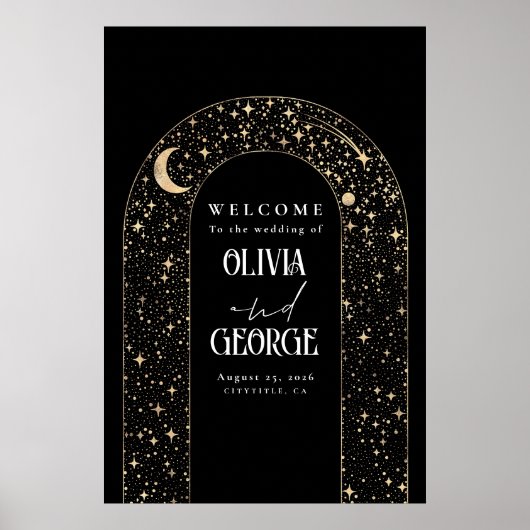 Celestial Night Stars Wedding Welcome Sign Poster (Vorne)