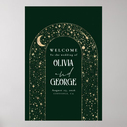 Celestial Night Stars Wedding Welcome Sign Poster (Vorne)