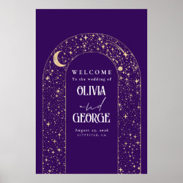 Celestial Night Stars Wedding Welcome Sign Poster