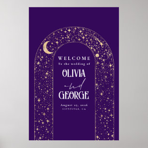 Celestial Night Stars Wedding Welcome Sign Poster
