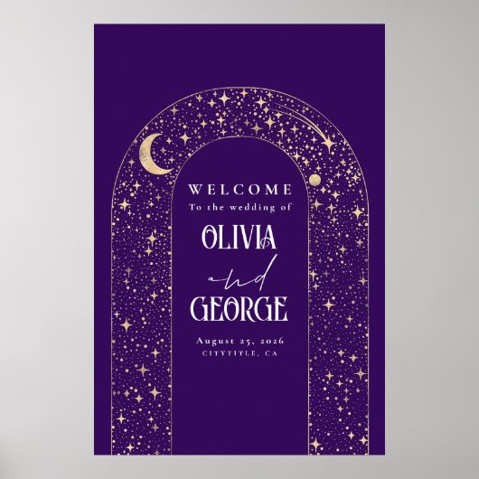 Celestial Night Stars Wedding Welcome Sign Poster (Vorne)