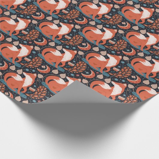 Celestial Nordic Red Fox Pattern Jeden Anlaß Geschenkpapier (Ecke)