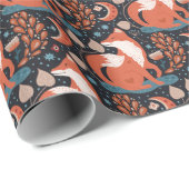 Celestial Nordic Red Fox Pattern Jeden Anlaß Geschenkpapier (Rolleneckpunkt)