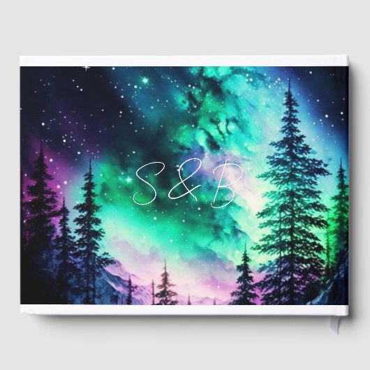 Celestial Northern Lights Hochzeit Gästebuch (Rückseite)