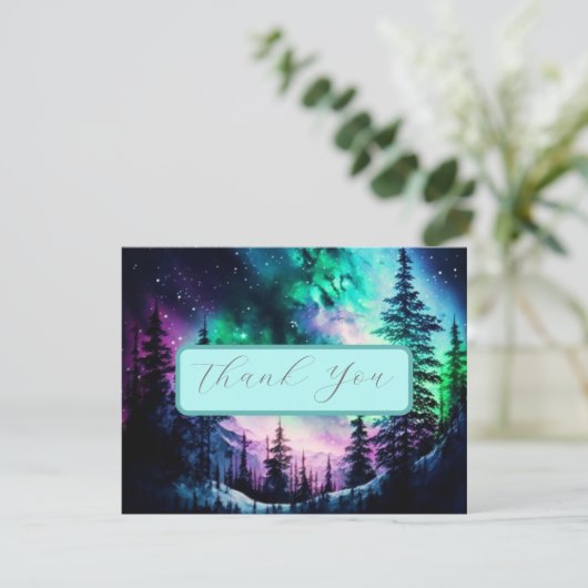 Celestial Northern Lights Wedding Dankeschön Card Dankeskarte (Stehend Vorderseite)